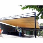 Install a retractable canvas roof in Lat Krabang. - TENT CANVAS NUTCHA