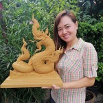 รับแกะสลักงานพญานาคตนเดี่ยว - ไม้แกะสลัก นนทบุรี